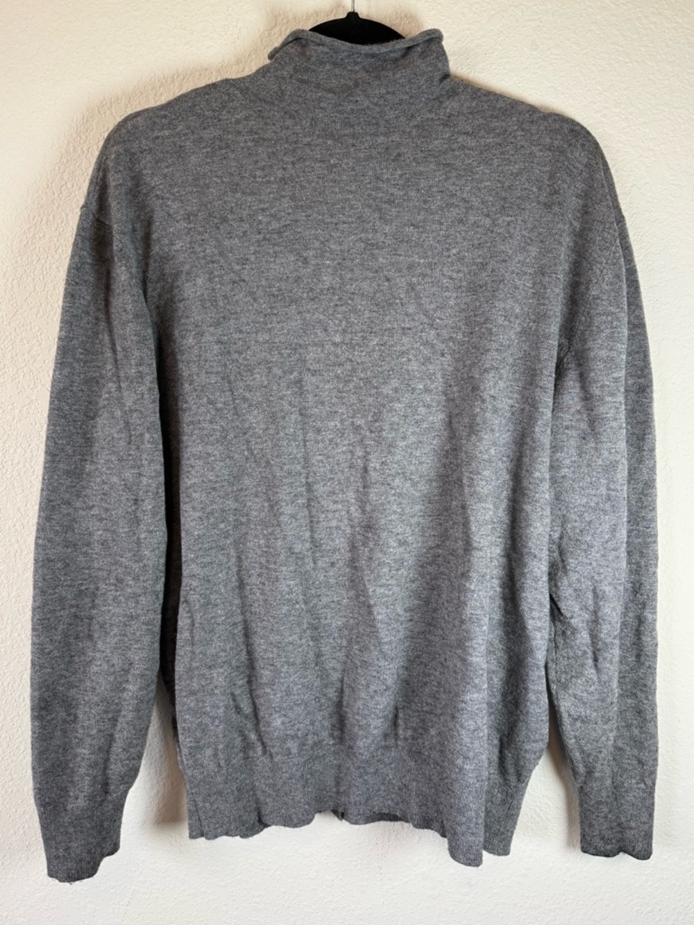 Zara Gray Turtleneck Sweater M Button Back Soft Knit Minimalist